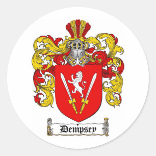 PEGATINA REDONDA DEMPSEY FAMILIAR CREST - DEMPSEY COAT OF ARMS