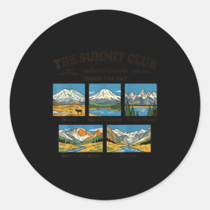 Pegatina Redonda Denali rainier grand teton montaña rocosa glaciar