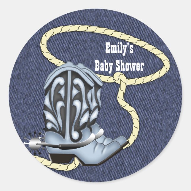 Pegatina Redonda Denim azul y vaquero botan a Pegatinas vaqueros (Anverso)