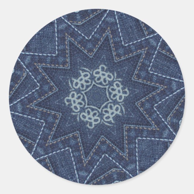 Pegatina Redonda Denim Pegatinas (Anverso)