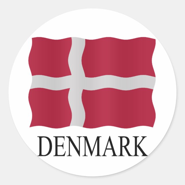 Pegatina Redonda Denmark flag (Anverso)