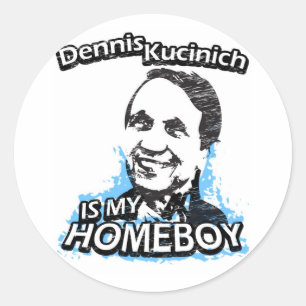 Pegatina Redonda Dennis Kucinich es mi chico.
