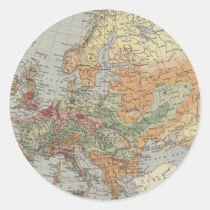 Pegatina Redonda Densidad de población   Mapa europeo