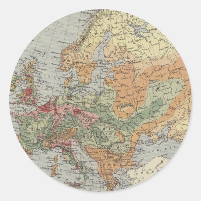 Pegatina Redonda Densidad de población | Mapa europeo (Anverso)