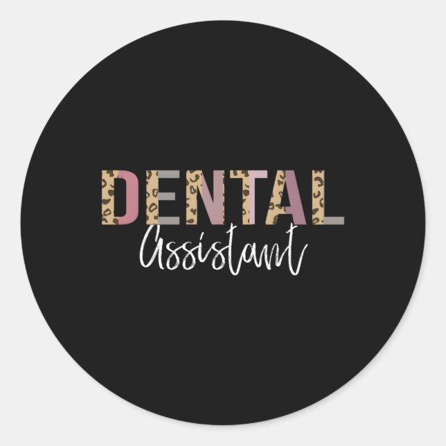Pegatina Redonda Dental Assistant Dentistry Dentist (Anverso)