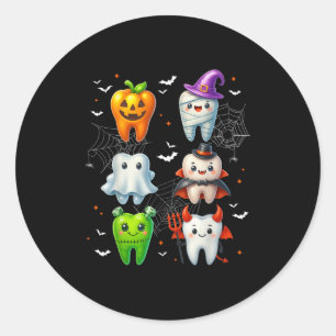 Pegatina Redonda Dental Boo Crew Teeth Dentist Halloween Costumbres