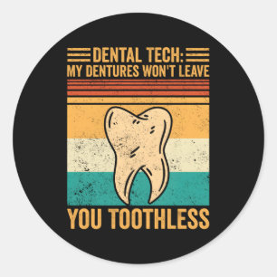 Pegatina Redonda Dental Lab Tech Dentistry Dentures No Te Dejará