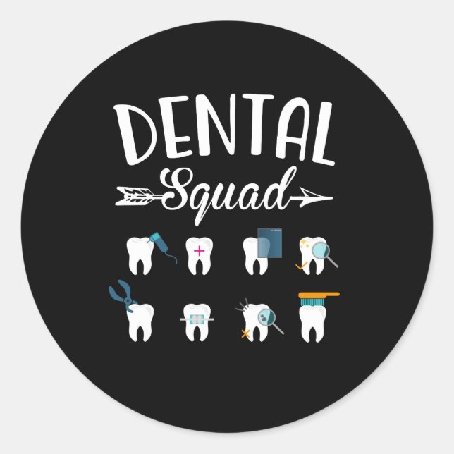 Pegatina Redonda Dental Squad Dentist Dental Student (Anverso)