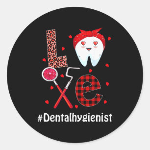 Pegatina Redonda Dental Squad Dentista Feliz Día de San Valentín De