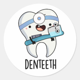 Pegatina Redonda Denteeth Funny Teeth Pun