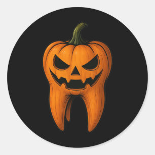 Pegatina Redonda Dentileza de Halloween con dientes espeluznantes d