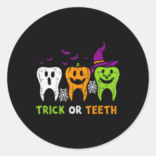 Pegatina Redonda Dentis de Halloween Dental Dental Squad Funny Tric
