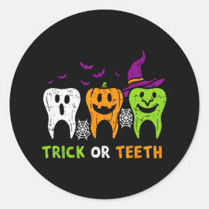 Pegatina Redonda Dentis de Halloween Dental Dental Squad Funny Tric