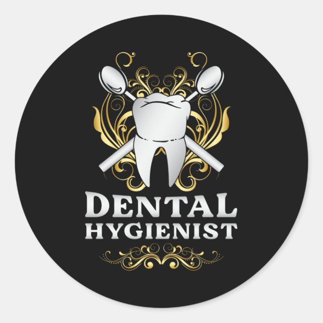 Pegatina Redonda Dentist Dental Teeth Tooth Dentistry Dentistry Ide (Anverso)