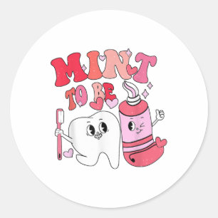 Pegatina Redonda Dentist Valentine Mint To Be Tooth Brush Toothago