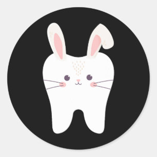 Pegatina Redonda Dentista de conejito dental Pascua Dental Istant P