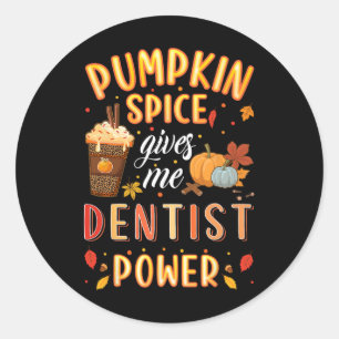 Pegatina Redonda Dentista de especias de calabaza Poder otoño otoño