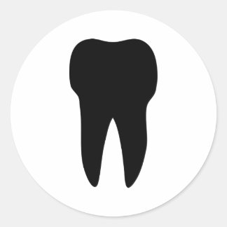 Pegatina Redonda dentista de ícono de diente negro