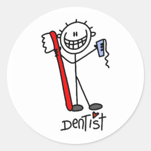 Pegatina Redonda Dentista de la figura del stick