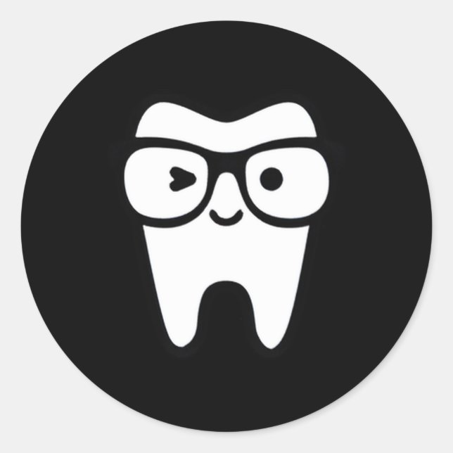 Pegatina Redonda Dentista dental asistente higiénico dental (Anverso)