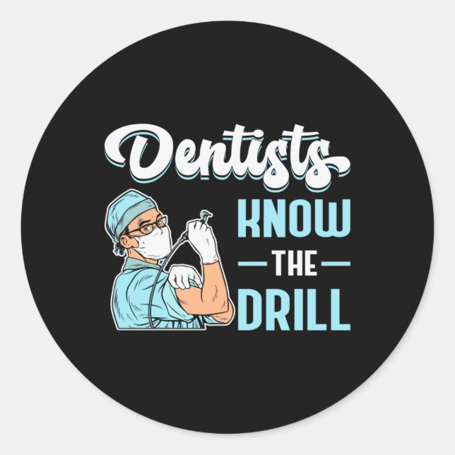 Pegatina Redonda Dentista Dental Dentística Teeth Tooth Idea (Anverso)
