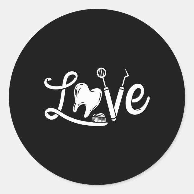 Pegatina Redonda Dentista Dentista Asistente Dental Higienis Dental (Anverso)