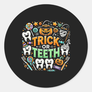 Pegatina Redonda Dentista Dentista Halloween Dental Hygi