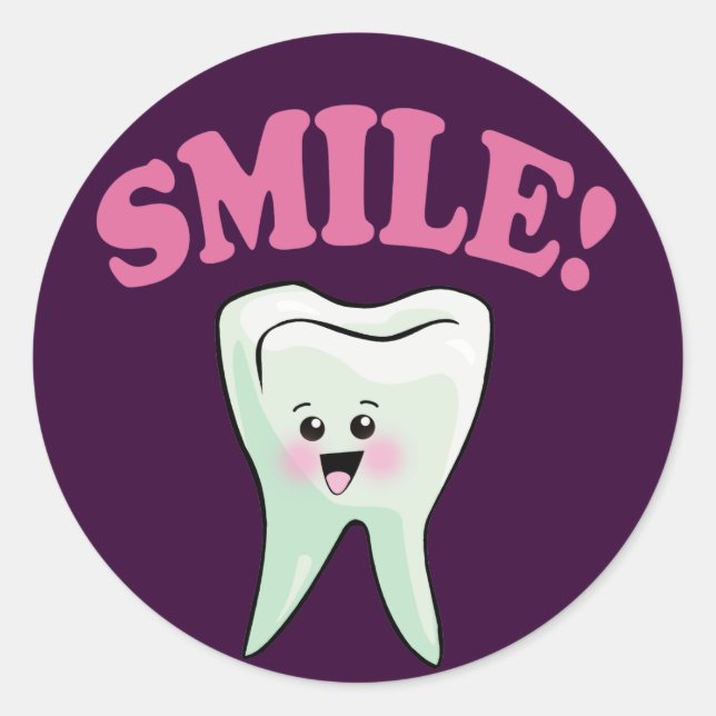 Pegatina Redonda Dentista divertida (Anverso)
