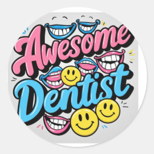 Pegatina Redonda dentista increíble gracias, regalo de sonrisa