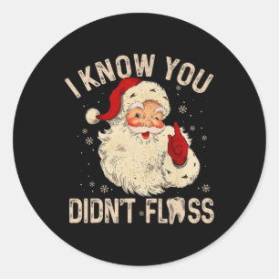 Pegatina Redonda Dentista Navidades Dentales Divertido Papá Noel