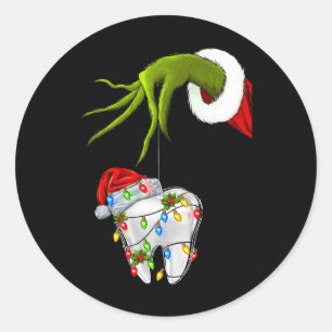 Pegatina Redonda Dentista Odontólogo Dientes Instantáneos Navidad X