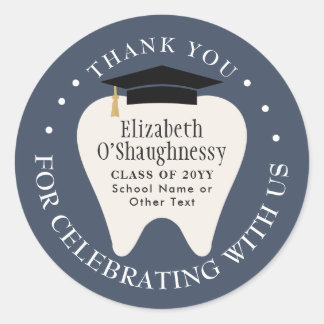 Pegatina Redonda  Dentistry School Tooth Graduation Thank You