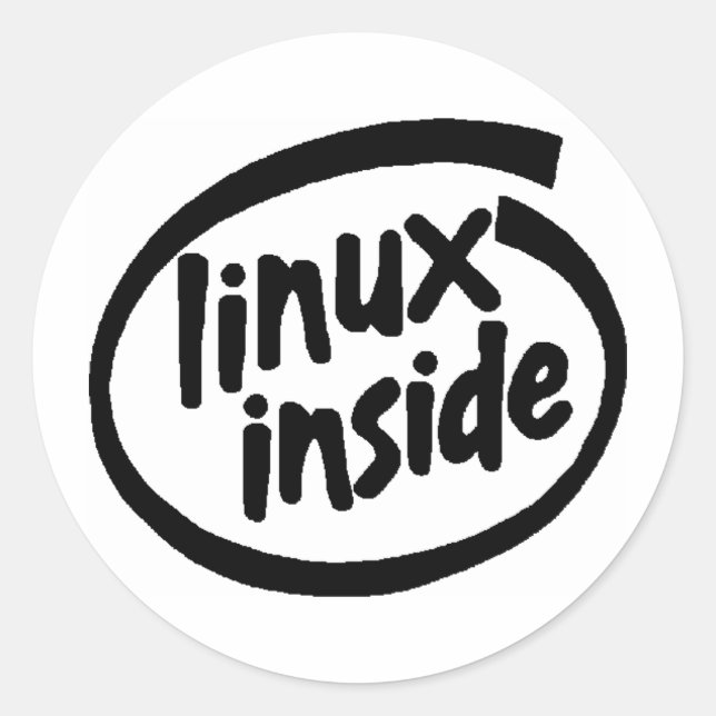 Pegatina Redonda Dentro de la serie Linux (Anverso)