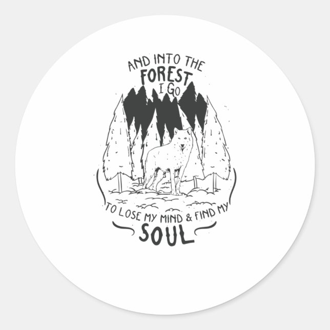 Pegatina Redonda dentro del bosque voy (Anverso)