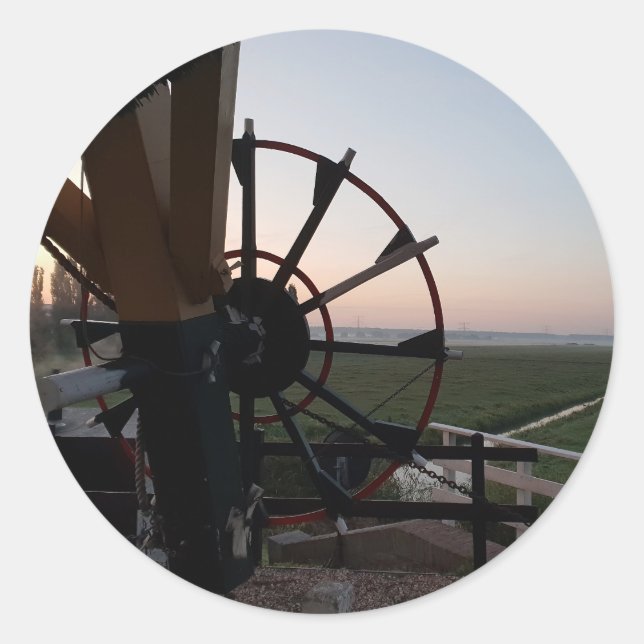 Pegatina Redonda Dentro del molino de viento (Anverso)