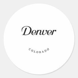 Pegatina Redonda Denver Colorado Black Font