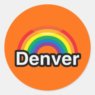 PEGATINA REDONDA DENVER EL ORGULLO LGBT RAINBOW
