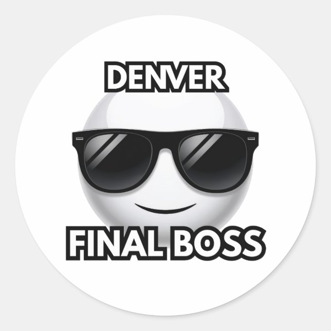 Pegatina Redonda Denver Final Boss Cool Emoji Sticker (Anverso)