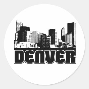 Pegatina Redonda Denver Skyline