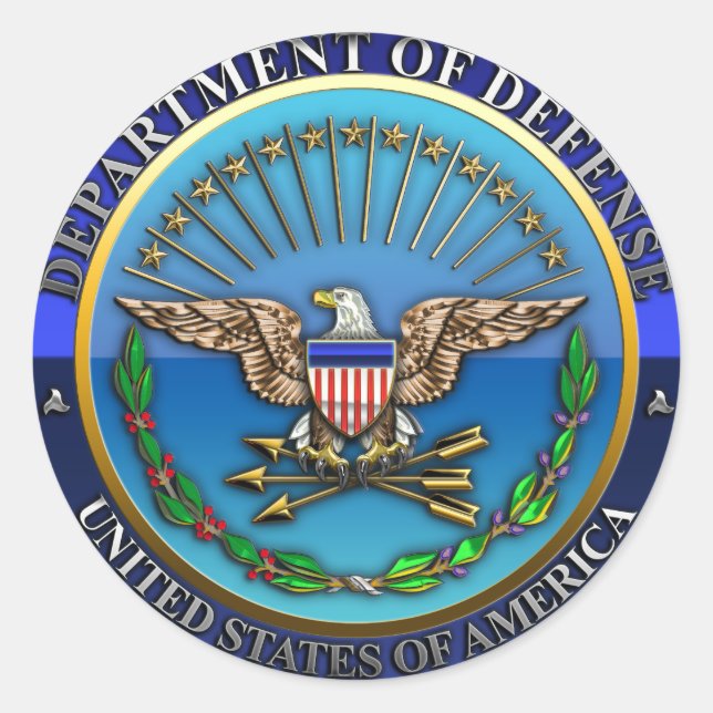 Pegatina Redonda Departamento de Defensa de Estados Unidos (DoD) (Anverso)