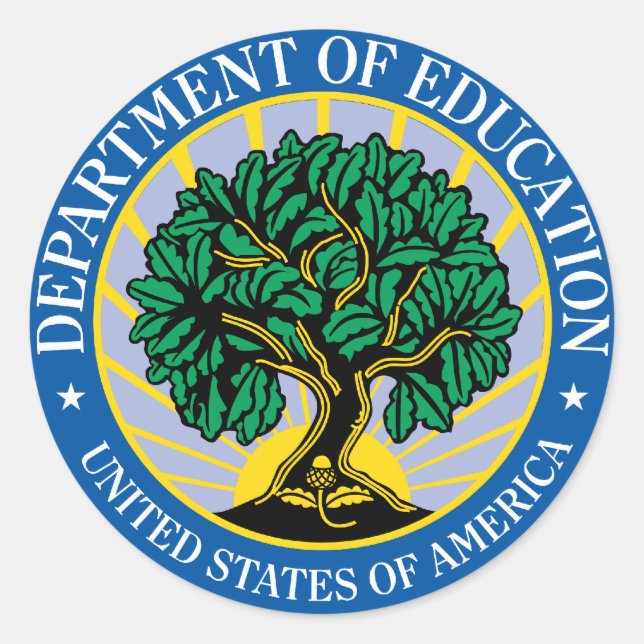 Pegatina Redonda Departamento de Educación de Estados Unidos (Anverso)