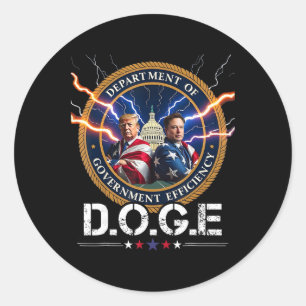 Pegatina Redonda Departamento De Eficiencia Gubernamental Doge Trum