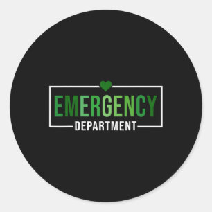 Pegatina Redonda Departamento de Emergencia San Patrón Día Sala de