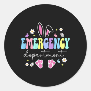 Pegatina Redonda Departamento de Emergencias Easter Enfermera Sala 