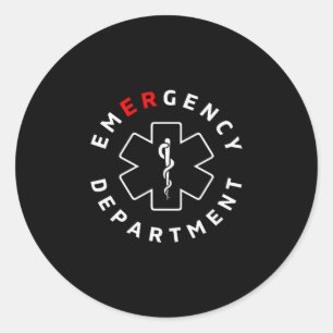 Pegatina Redonda Departamento de Emergencias Er Rn Enfermera Retro