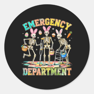 Pegatina Redonda Departamento de Emergencias Humor de Enfermera de