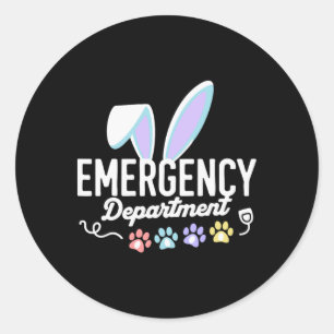 Pegatina Redonda Departamento de Emergencias Pascua Er Enfermera Di