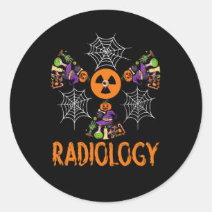 Pegatina Redonda Departamento de Radiología de Halloween Radiología