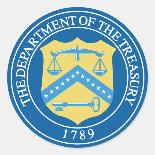 Pegatina Redonda Departamento del Tesoro (Anverso)