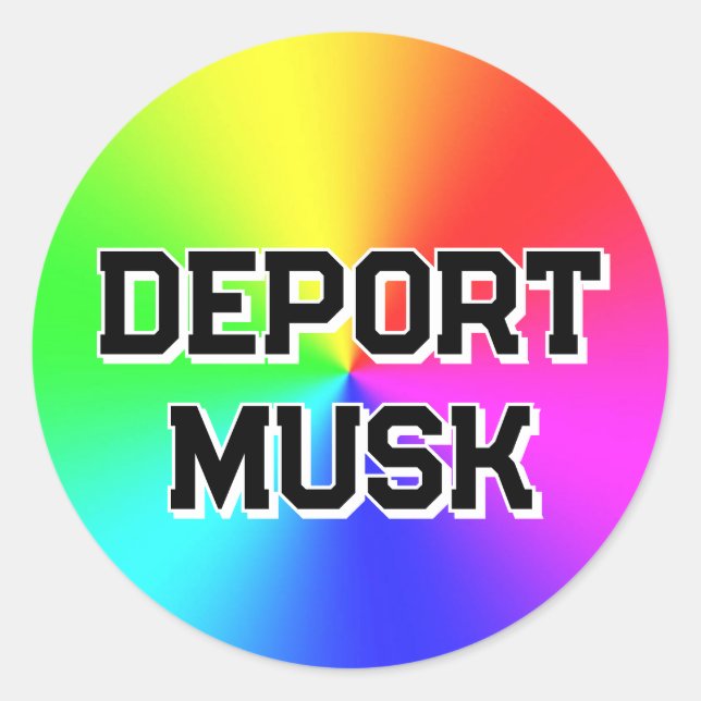 Pegatina Redonda DEPORT MUSK (puede cambiar las palabras) (Anverso)